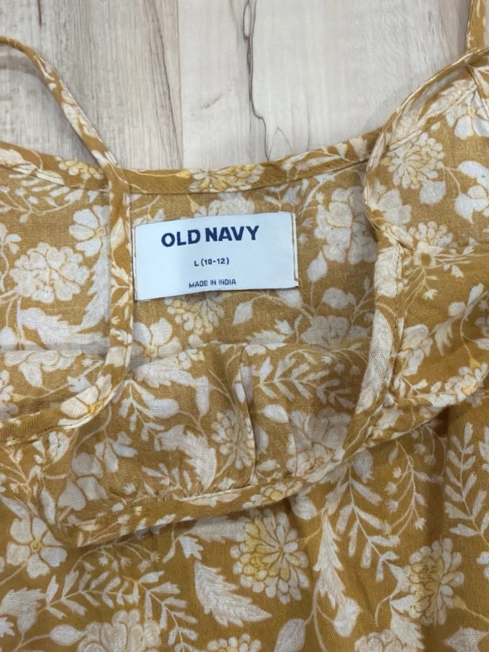 Old Navy Mustard Yellow Floral Ruffle-Hem Tank
